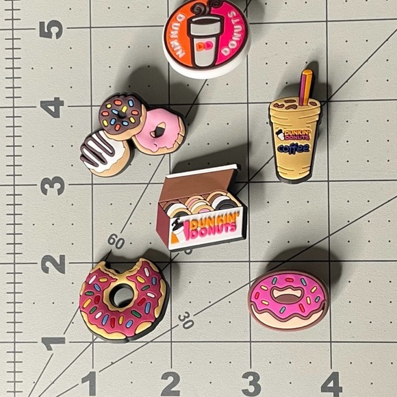 6 New Shoe Charms for Clogs or Crocs Dunkin Donuts Coffee Donuts Food NWOTs - Picture 2 of 4
